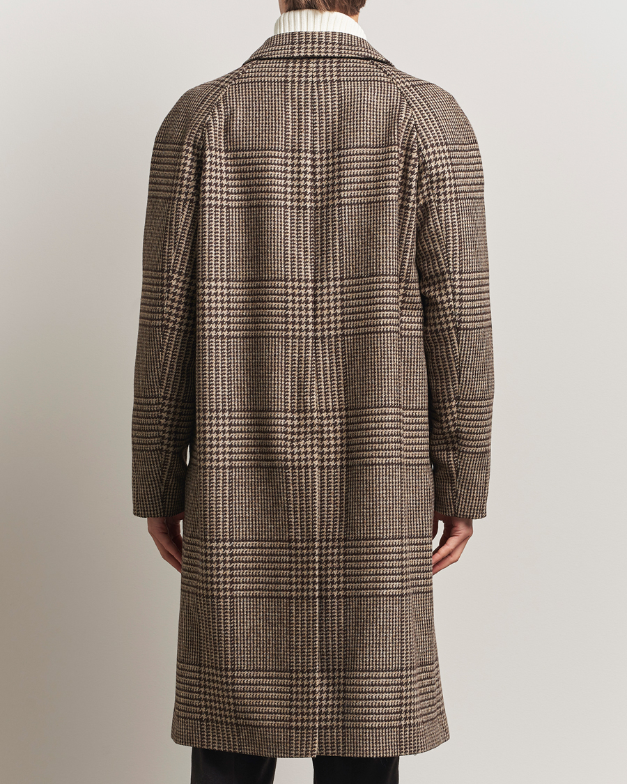 Men | Coats & Jackets | Oscar Jacobson | Raglan Check Wool Coat Brown