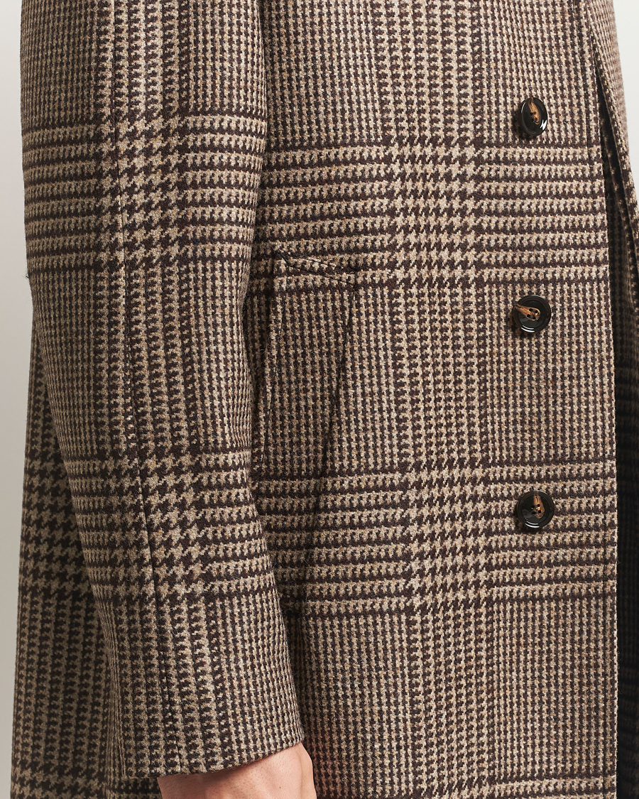 Men | Coats & Jackets | Oscar Jacobson | Raglan Check Wool Coat Brown