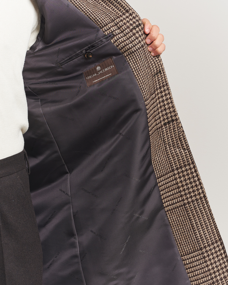 Men | Coats & Jackets | Oscar Jacobson | Raglan Check Wool Coat Brown