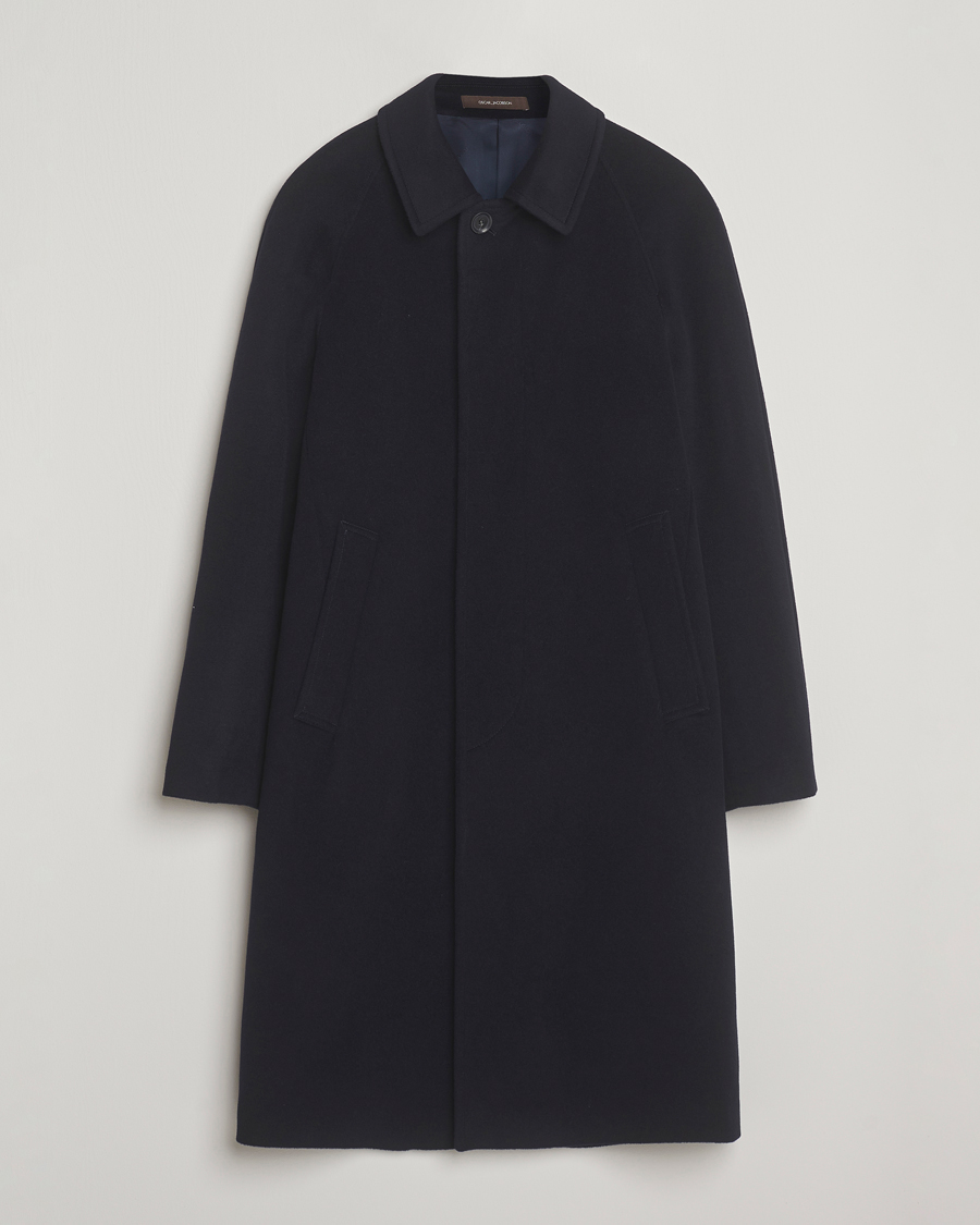 Men | Coats & Jackets | Oscar Jacobson | Raglan Wool Coat Navy
