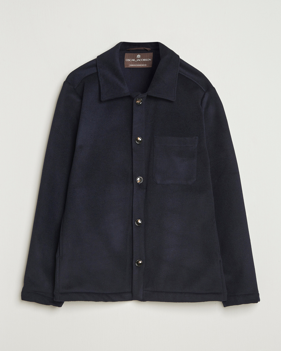 Men | Coats & Jackets | Oscar Jacobson | Maddan Wool/Cashmere Shirt Jacket Navy