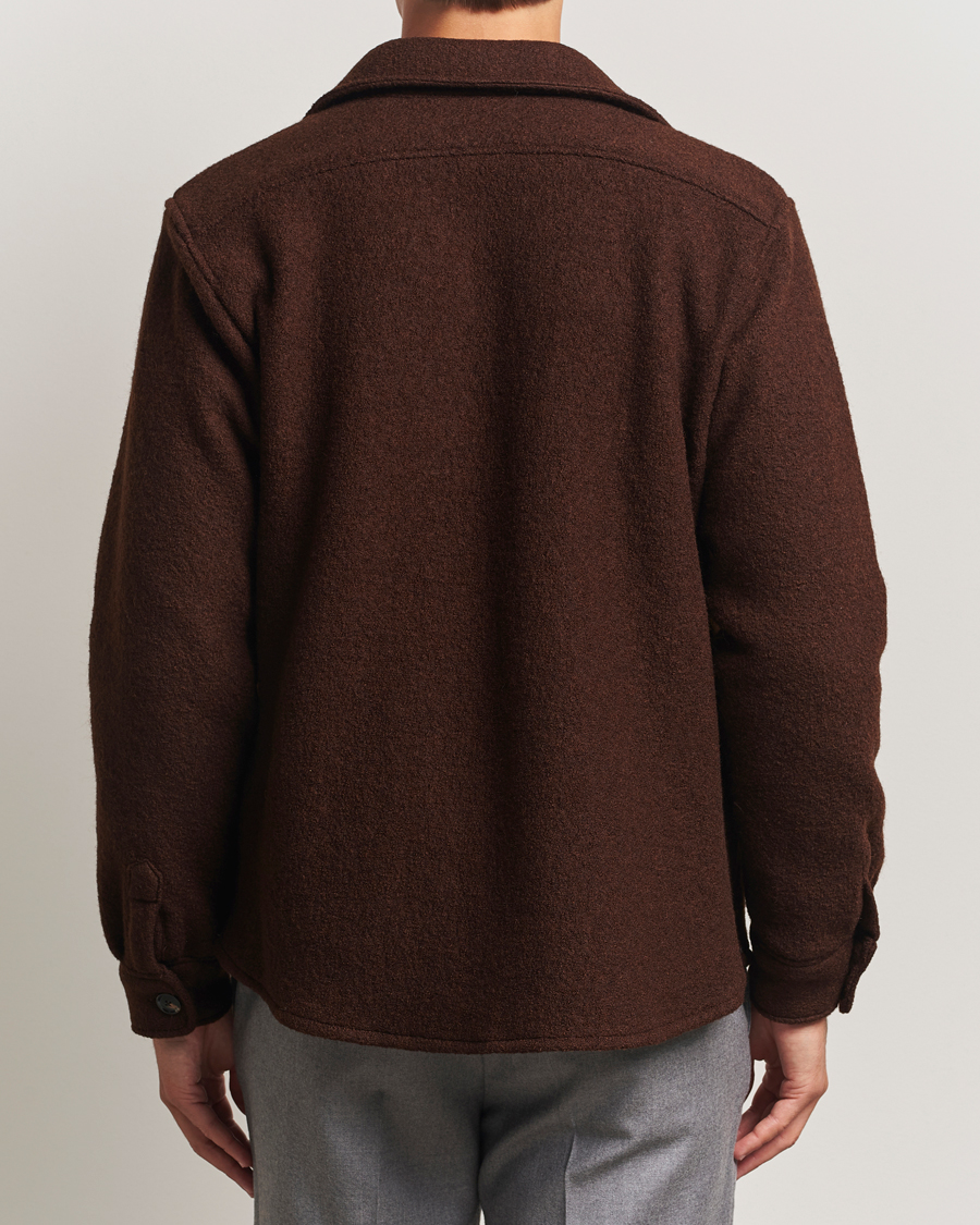Men | Coats & Jackets | Oscar Jacobson | Maverick Boiled Wool Shirt Jacket Brown