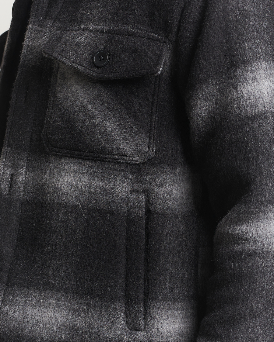 Men | Coats & Jackets | Oscar Jacobson | Maverick Checked Wool Shirt Jacket Grey