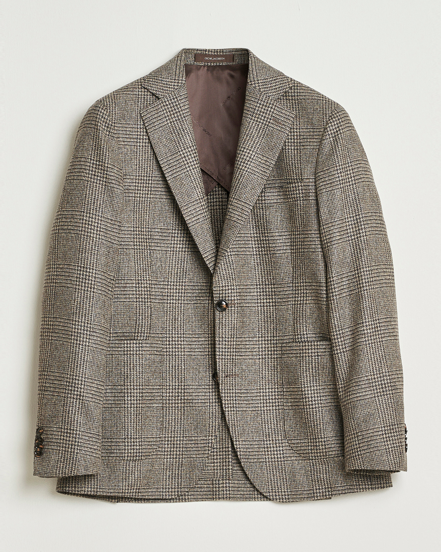 Men | Blazers | Oscar Jacobson | Ferry Patch Pocket Wool Check Blazer Brown