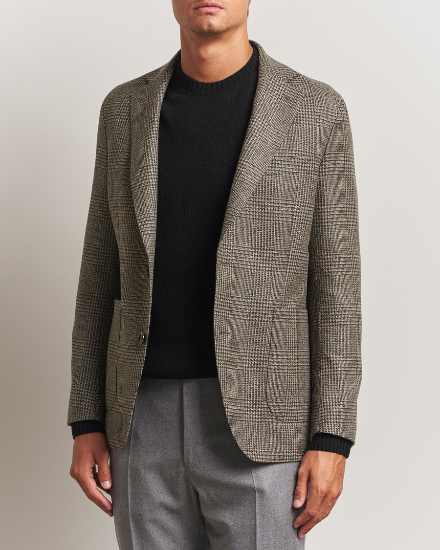 Men | Blazers | Oscar Jacobson | Ferry Patch Pocket Wool Check Blazer Brown