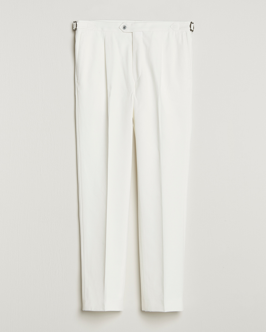 Men | Trousers | Oscar Jacobson | Delon Brushed Cotton Trousers White