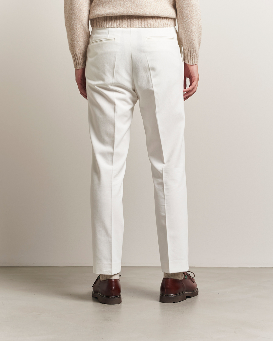 Men | Trousers | Oscar Jacobson | Delon Brushed Cotton Trousers White