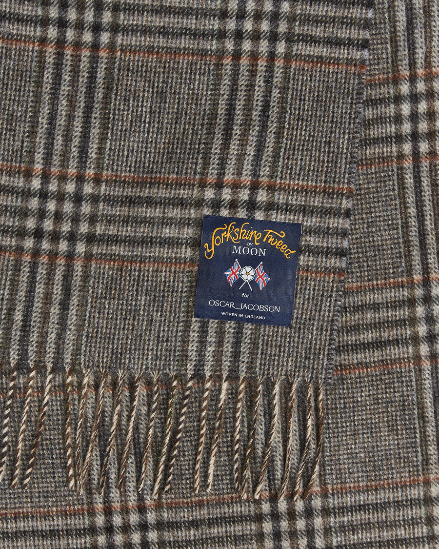 Men | Oscar Jacobson Checked Moon Tweed Wool Scarf Brown | Oscar Jacobson | Checked Moon Tweed Wool Scarf Brown