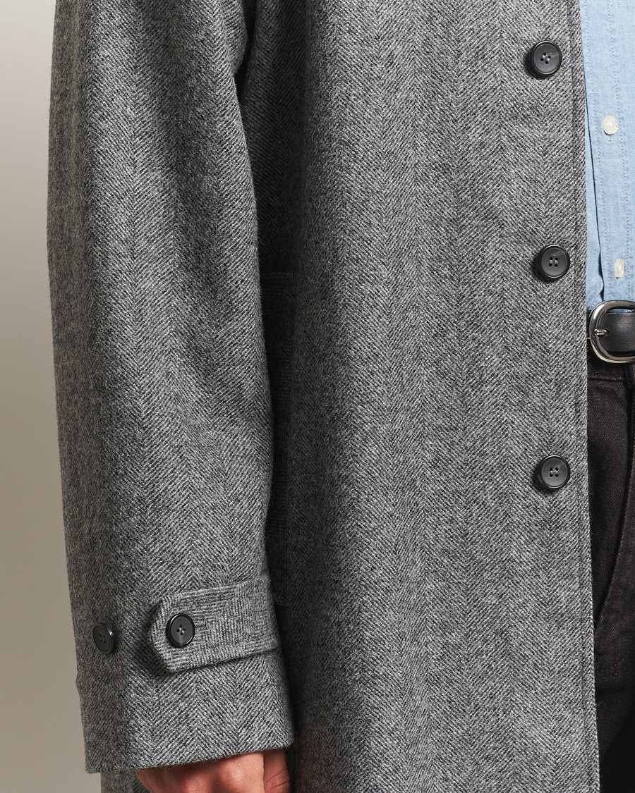 Men | Coats & Jackets | Palmes | Herringbone Wool Coat Charcoal