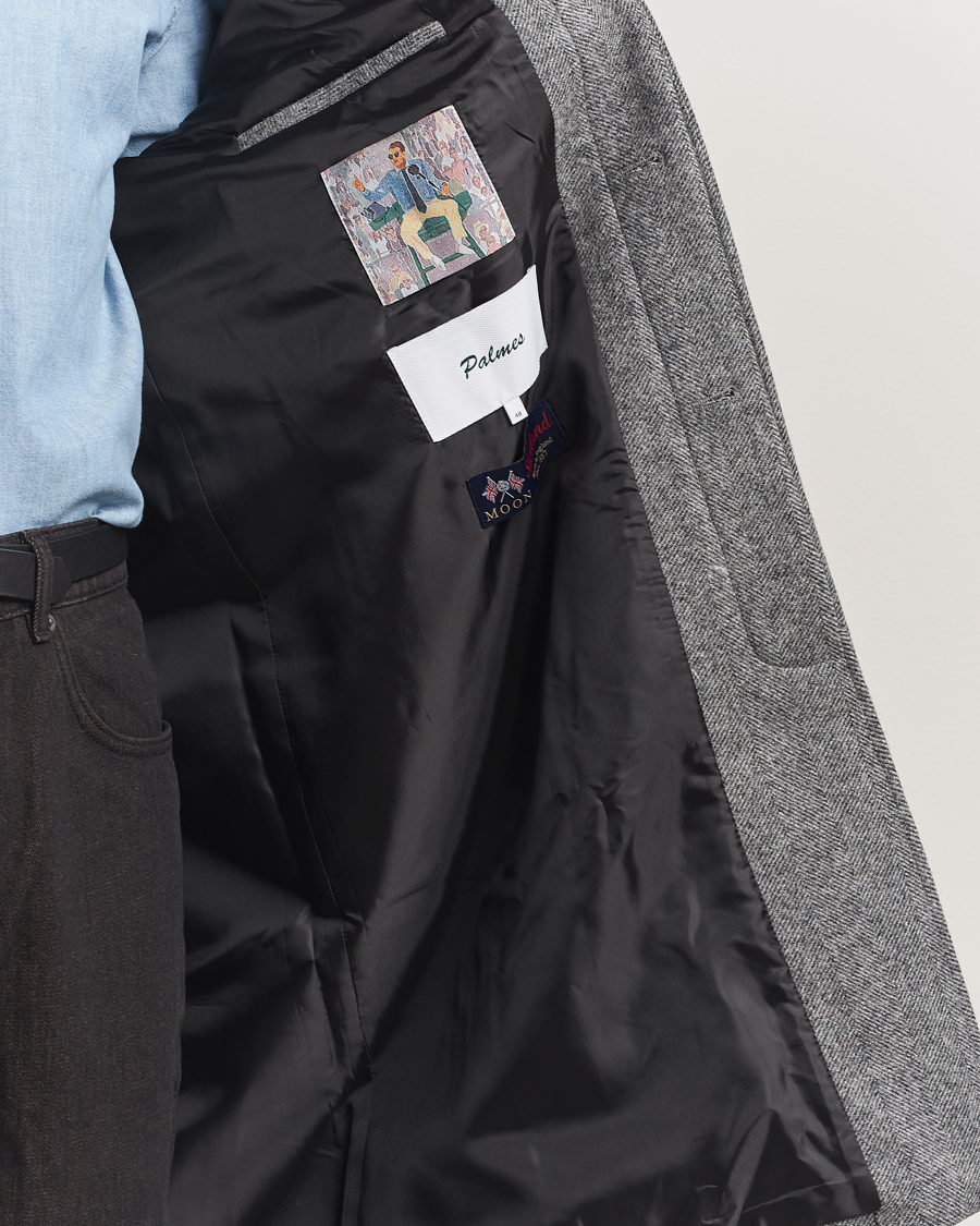 Men | Coats & Jackets | Palmes | Herringbone Wool Coat Charcoal