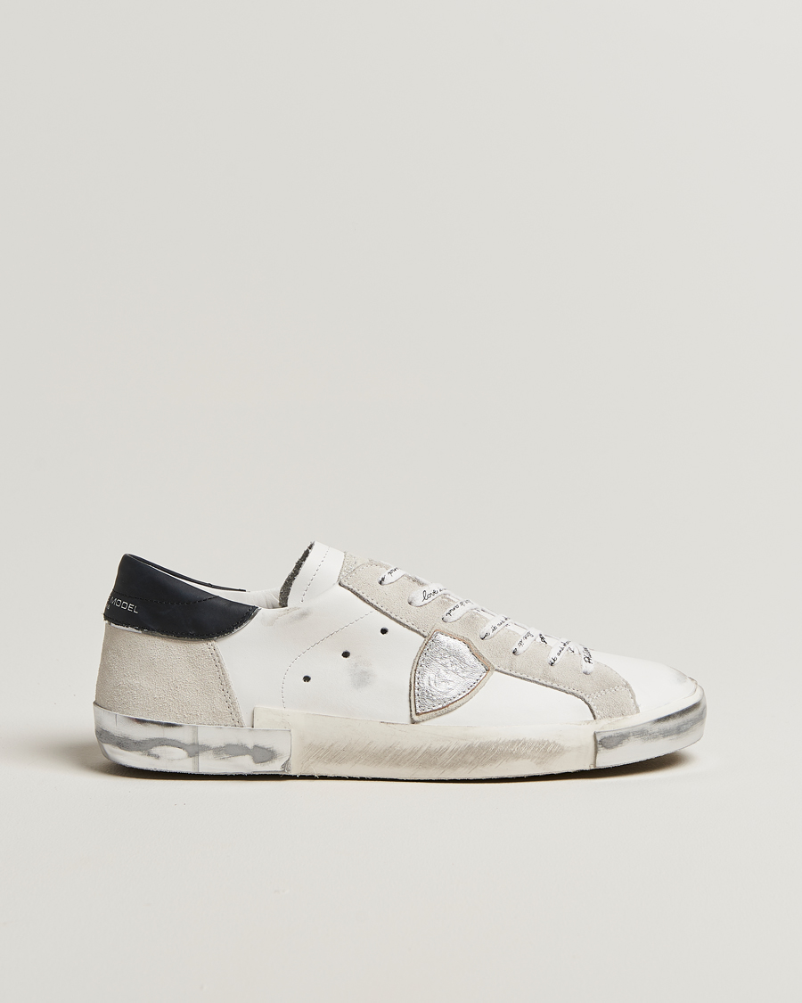 Men | Sneakers | Philippe Model | Prsx Low Top Leather Sneakers White/Silver