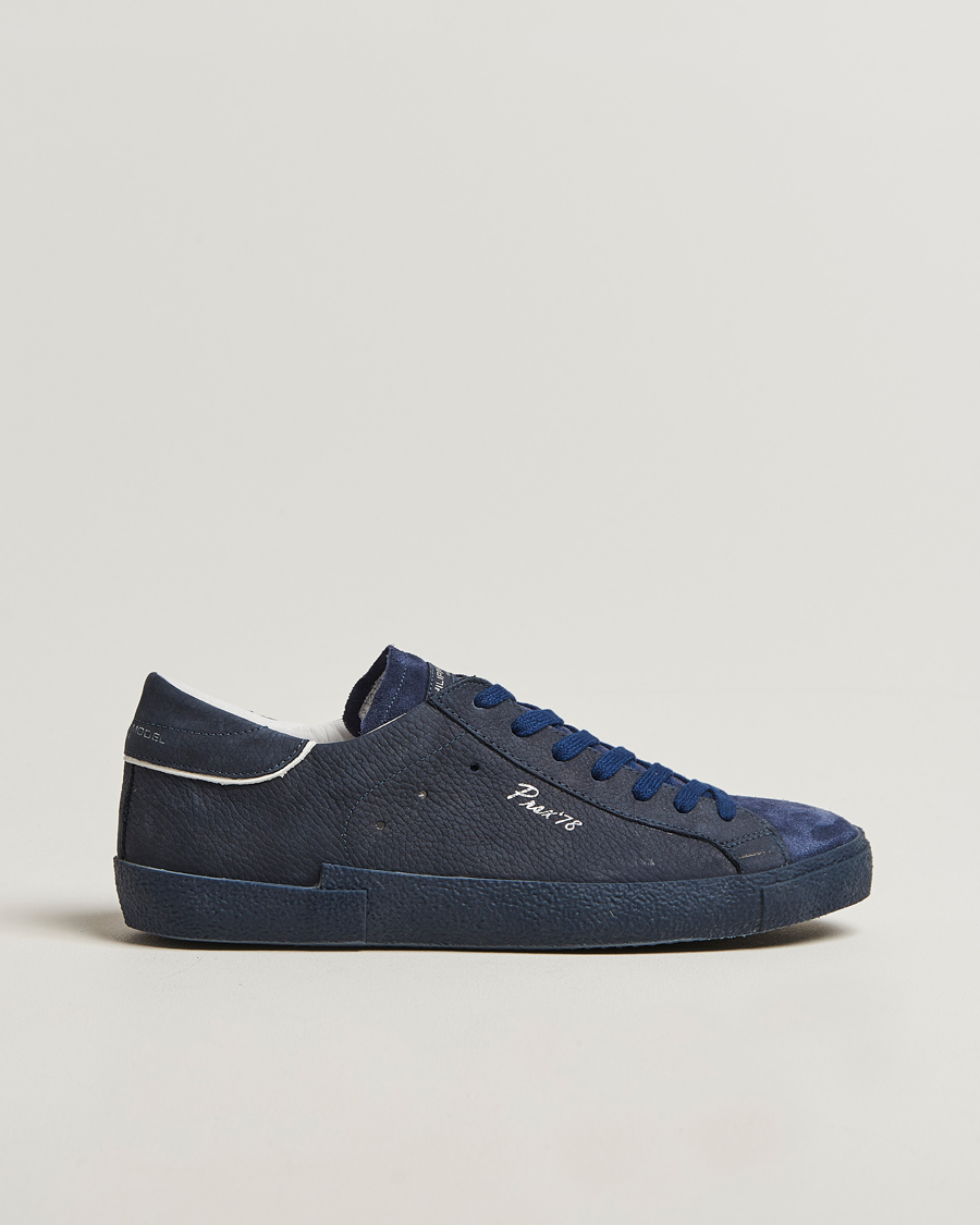 Philippe Model Prsx Low Top Vintage Leather Sneakers Navy at
