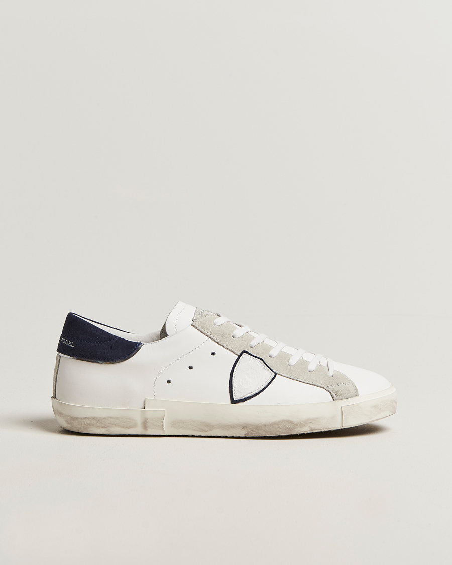 Men | Sneakers | Philippe Model | Prsx Low Top Mix Leather Sneakers White/Navy