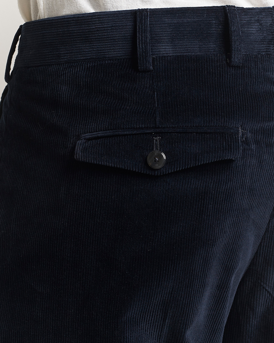 Men | Trousers | PT01 | Rebel Fit Pleated Corduroy Trousers Navy