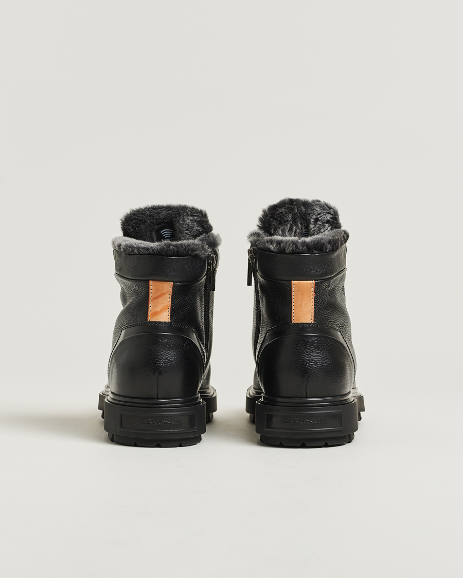 Men | Boots | Santoni | St Moritz Winter Boots Black Calf