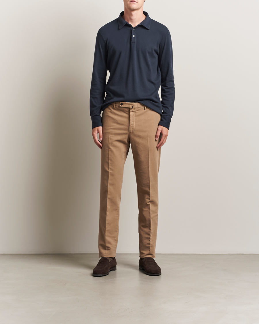 Men | Polo Shirts | Zanone | Heavy Jersey Long Sleeve Polo Navy