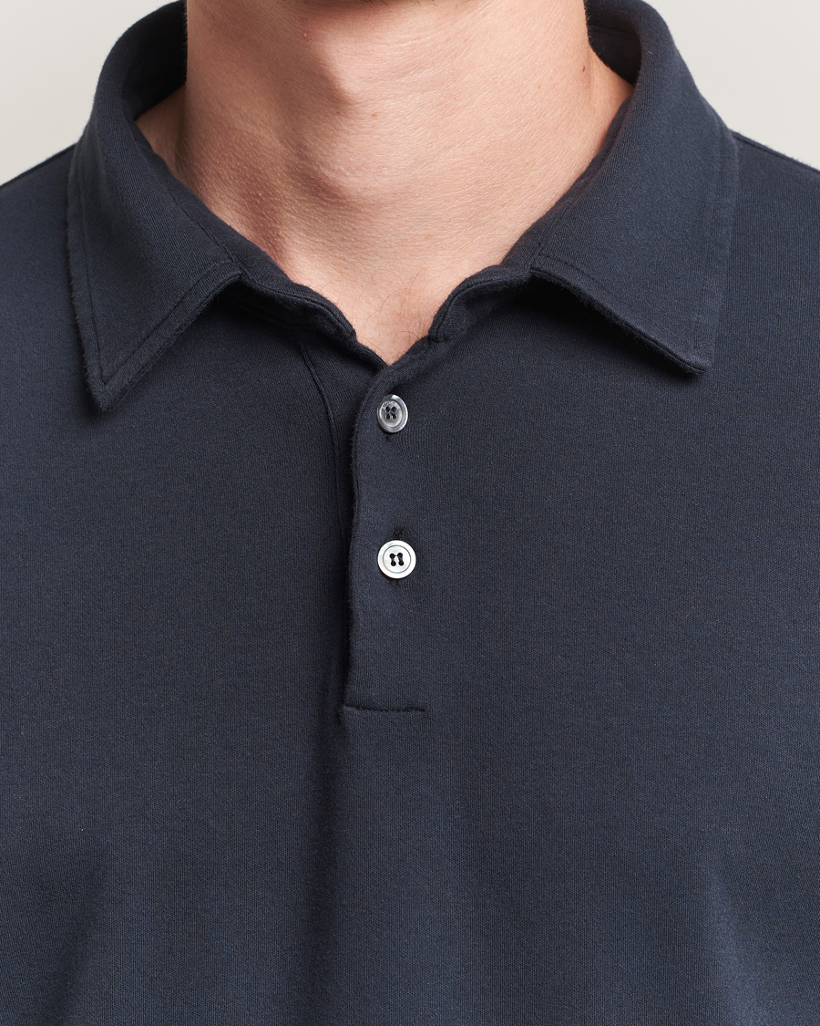 Men | Polo Shirts | Zanone | Heavy Jersey Long Sleeve Polo Navy