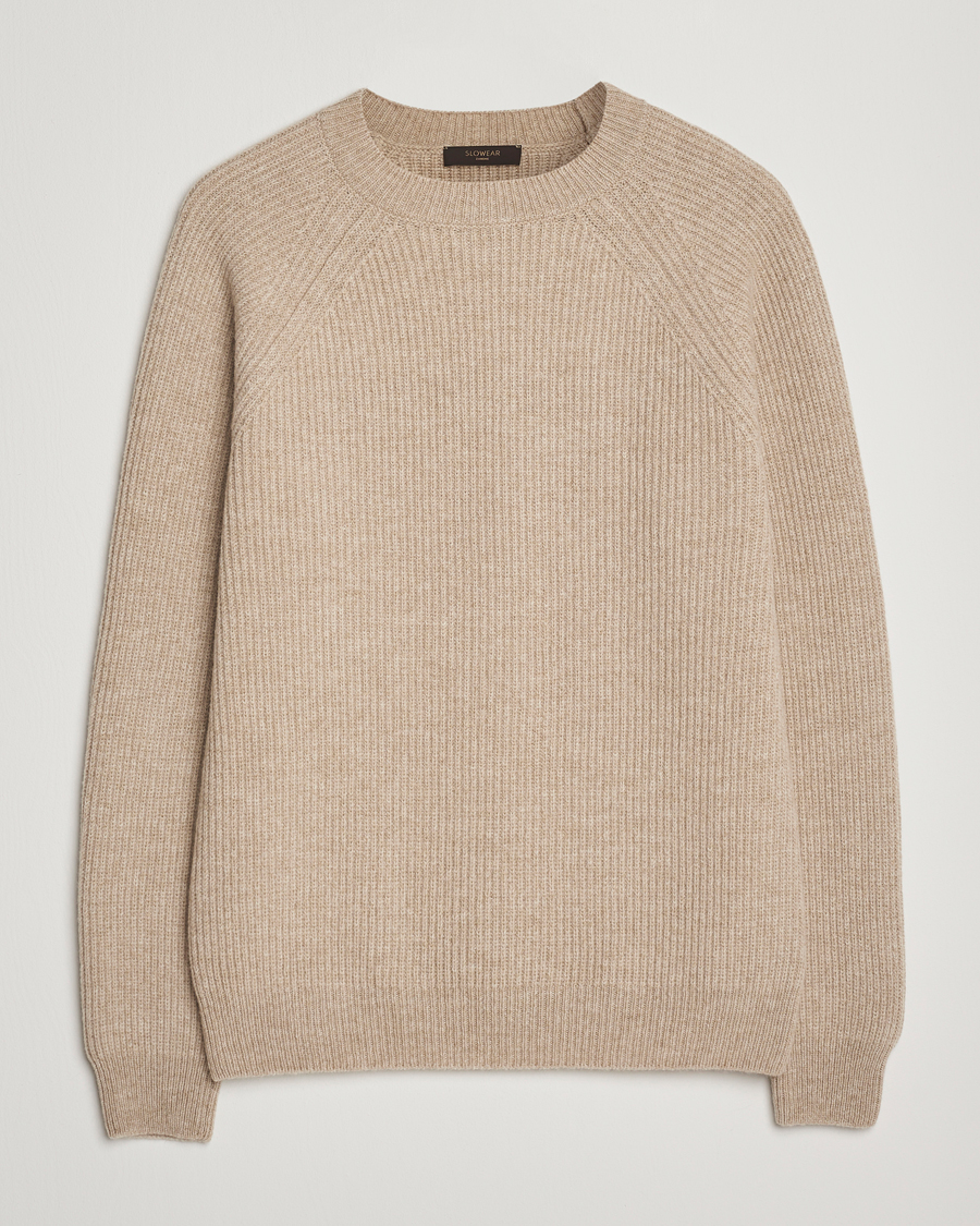 トップス ZANONE 5 Gauge Wool Knit Zanone Fisherman Rib Wool Sweater Beige at CareOfCarl.com