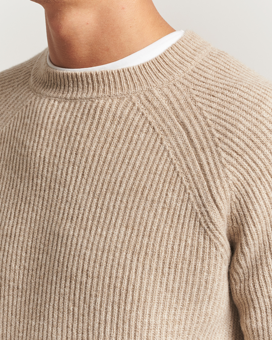 トップス ZANONE 5 Gauge Wool Knit Zanone Fisherman Rib Wool Sweater Beige at CareOfCarl.com