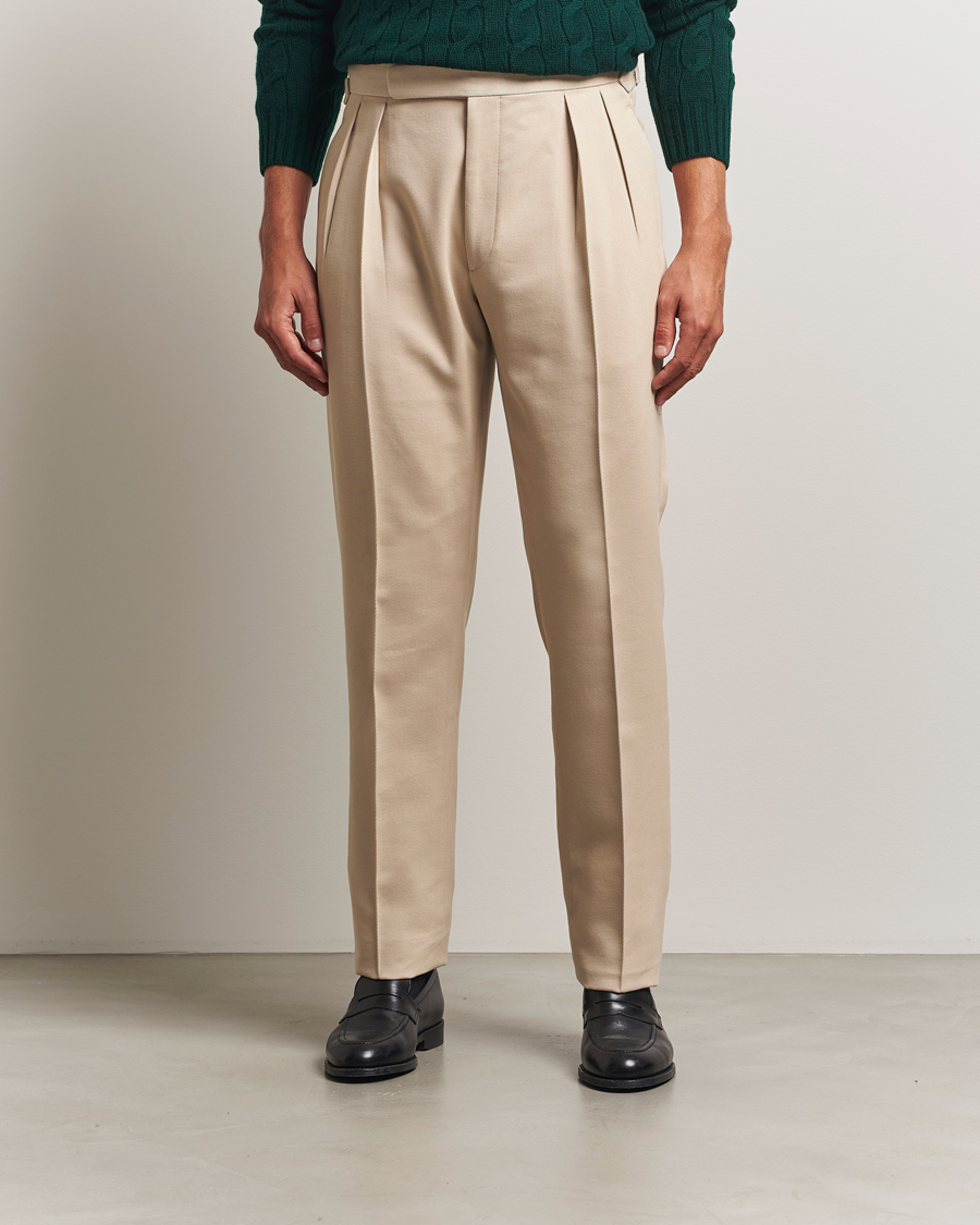 【新品】RALPH LAUREN PURPLE LABEL ベージュスラックス Ralph Lauren Purple Label Pleated Twill Trousers Limestone at