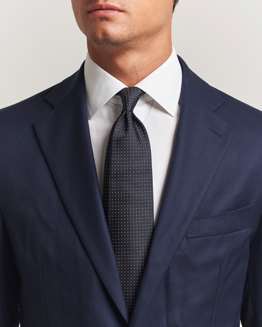 Ralph Lauren Purple Label Silk Jacquard Tie Navy/White at