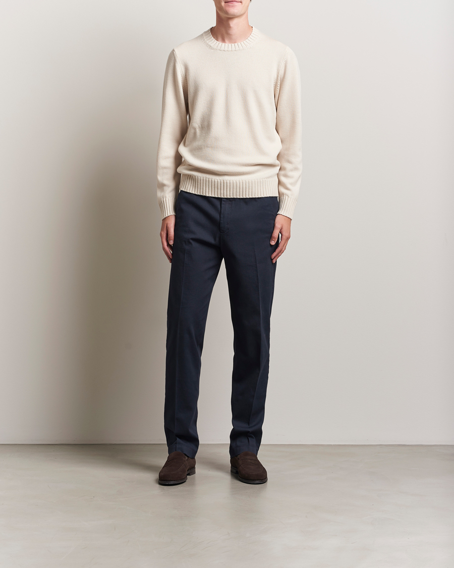 Men | Sweaters & Knitwear | Piacenza Cashmere | Brushed Wool Crew Neck Latte