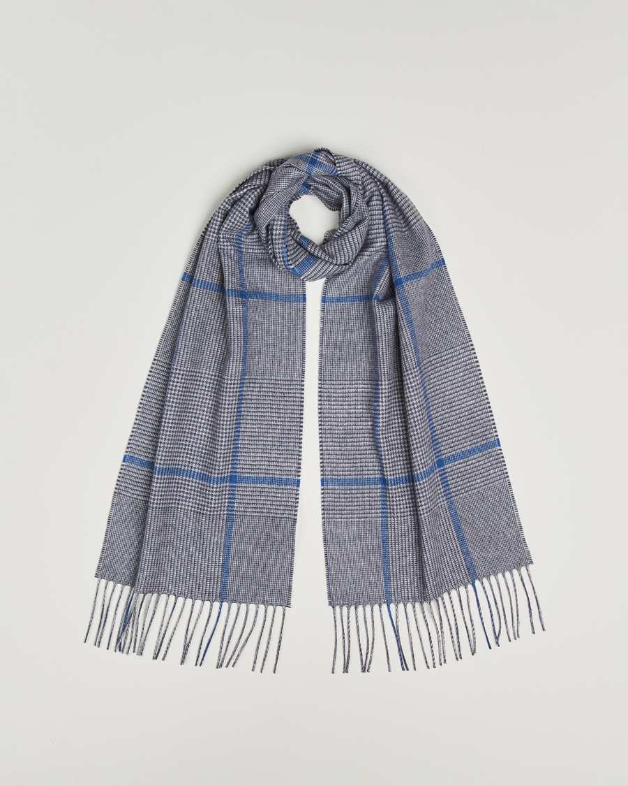 Men | Scarves | Piacenza Cashmere | Cashmere/Silk Overcheck Scarf Light Grey
