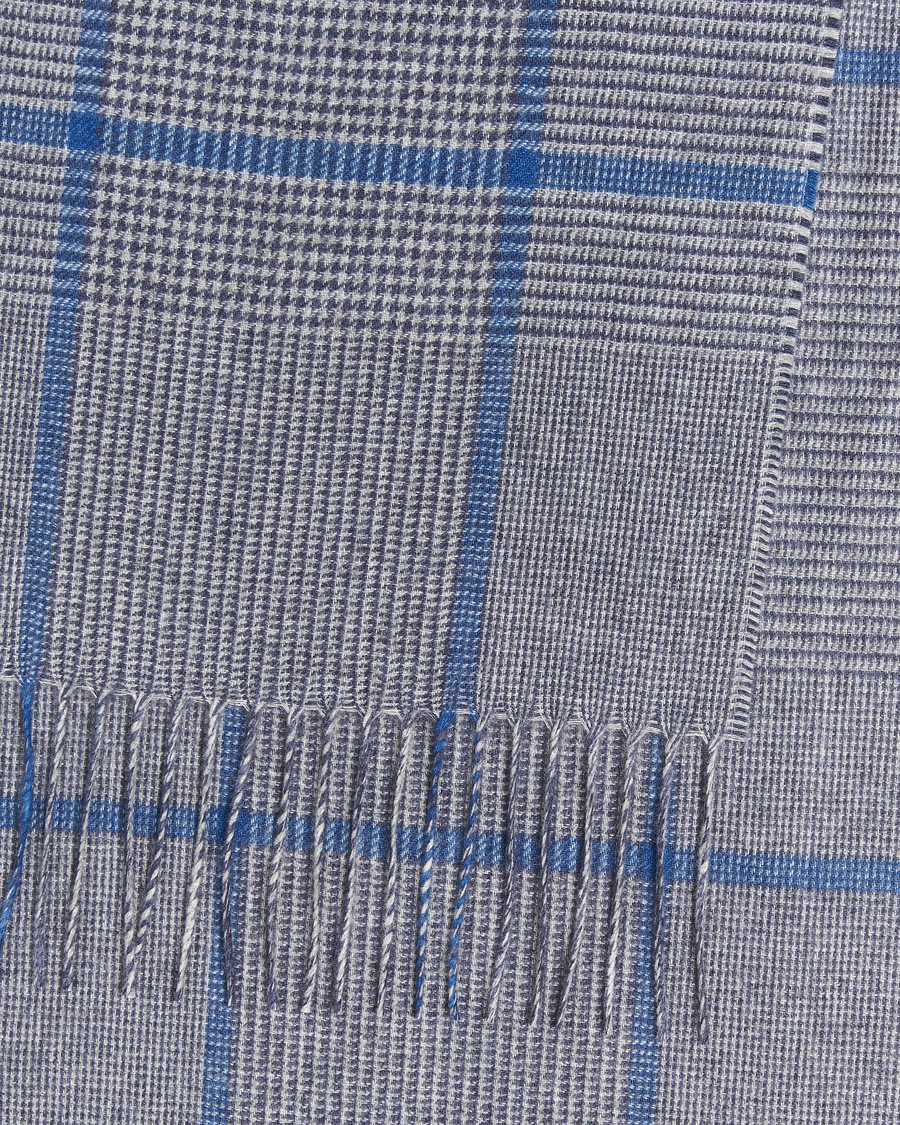 Men | Scarves | Piacenza Cashmere | Cashmere/Silk Overcheck Scarf Light Grey
