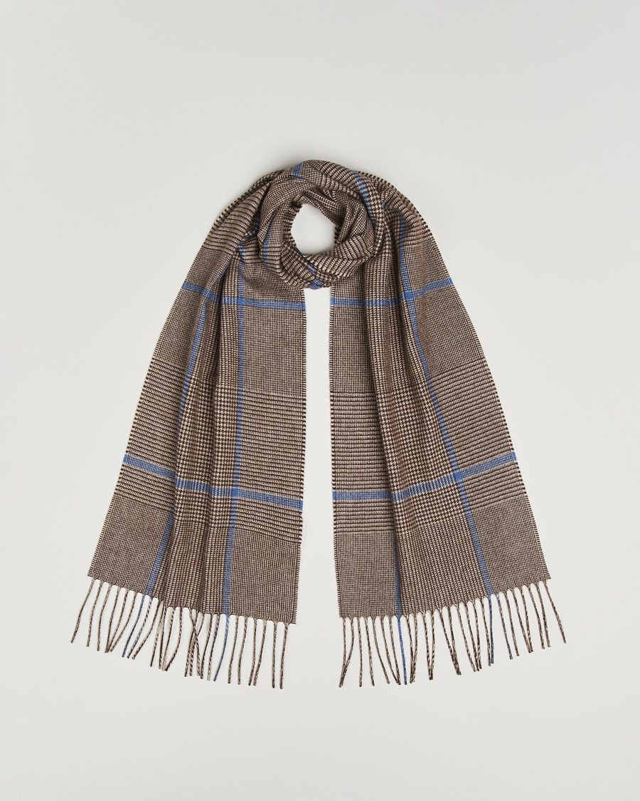 Men | Piacenza Cashmere Cashmere/Silk Overcheck Scarf Brown | Piacenza Cashmere | Cashmere/Silk Overcheck Scarf Brown