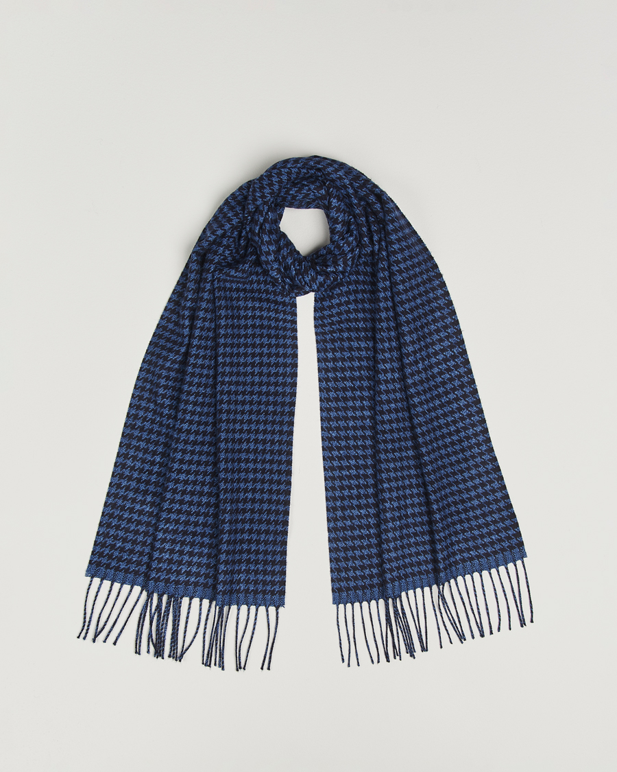 Men | Piacenza Cashmere Cashmere/Silk Houndstooth Scarf Dark Blue | Piacenza Cashmere | Cashmere/Silk Houndstooth Scarf Dark Blue