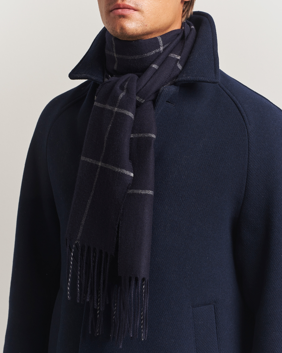 Men | Piacenza Cashmere Cashmere/Silk Window Pane Scarf Navy | Piacenza Cashmere | Cashmere/Silk Window Pane Scarf Navy