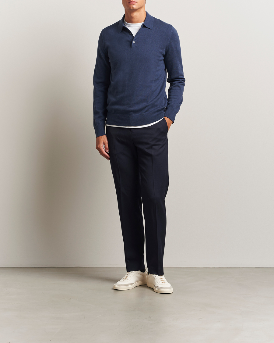 Men | Sweaters & Knitwear | Filippa K | Knitted Polo Shirt Dusk Blue