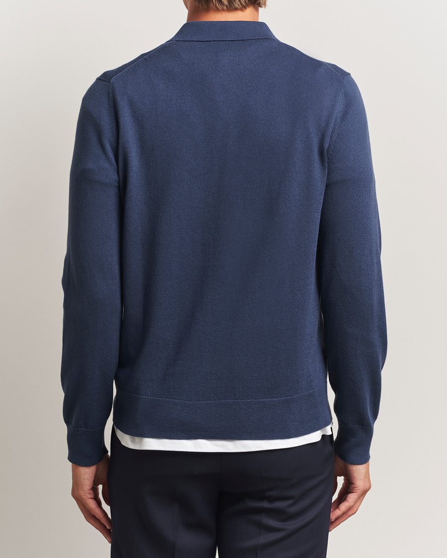 Men | Sweaters & Knitwear | Filippa K | Knitted Polo Shirt Dusk Blue