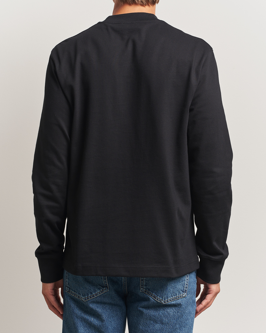 Men | T-Shirts | Filippa K | Heavy Cotton Mock Neck Long Sleeve T-Shirt Black
