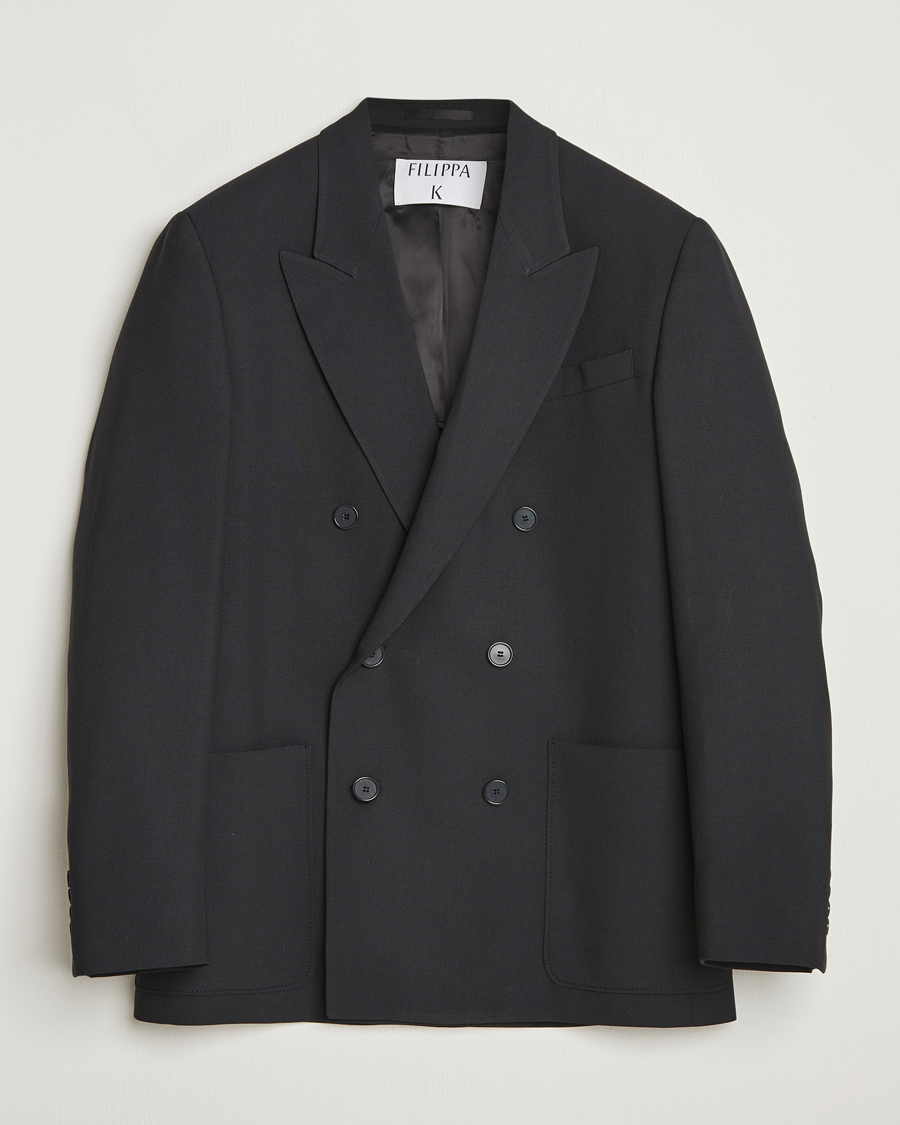 Men | Blazers | Filippa K | Michael Wool Double Breasted Blazer Black