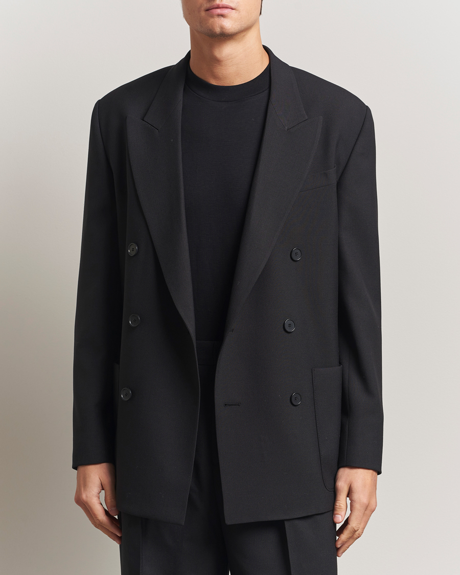 Men | Blazers | Filippa K | Michael Wool Double Breasted Blazer Black