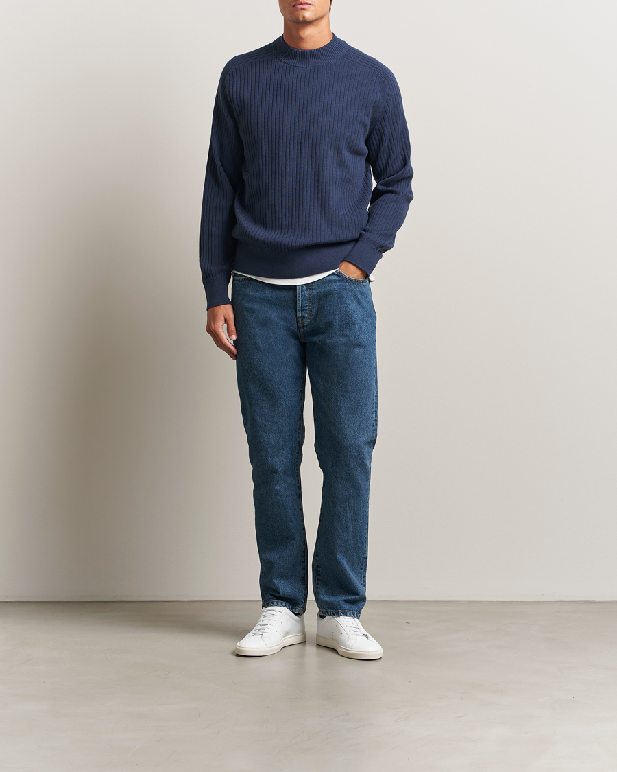 Men | Jeans | Filippa K | Tapered Cropped Jeans Washed Mid Blue
