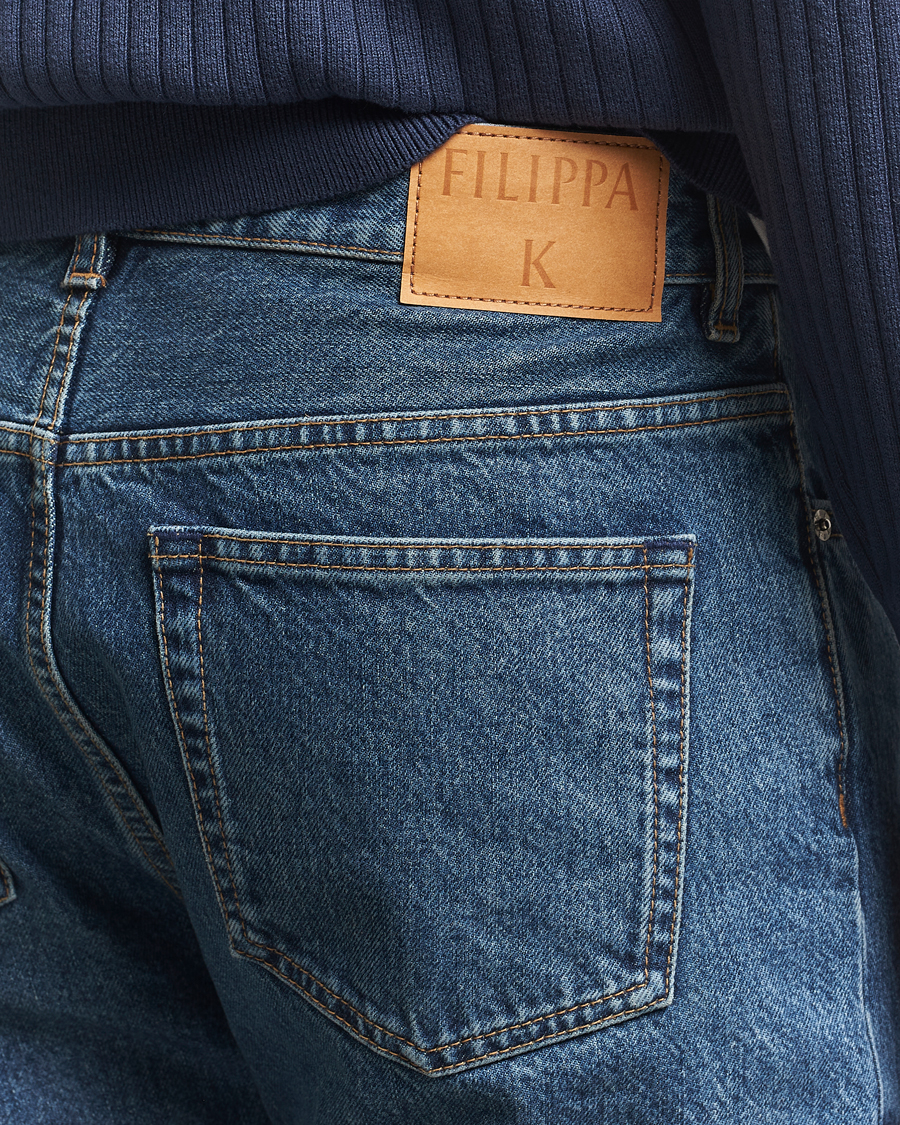 Men | Jeans | Filippa K | Tapered Cropped Jeans Washed Mid Blue
