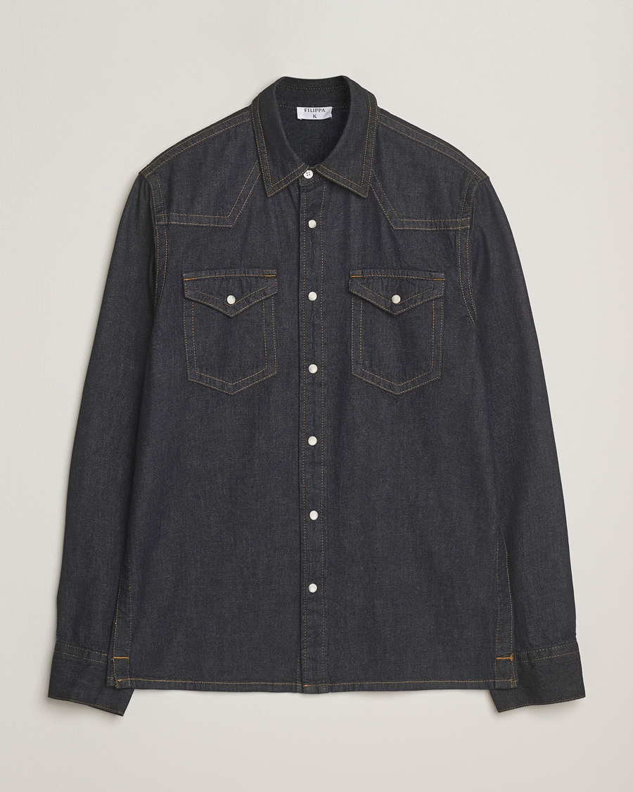Men | Shirts | Filippa K | Western Denim Shirt Rinsed Blue Wash