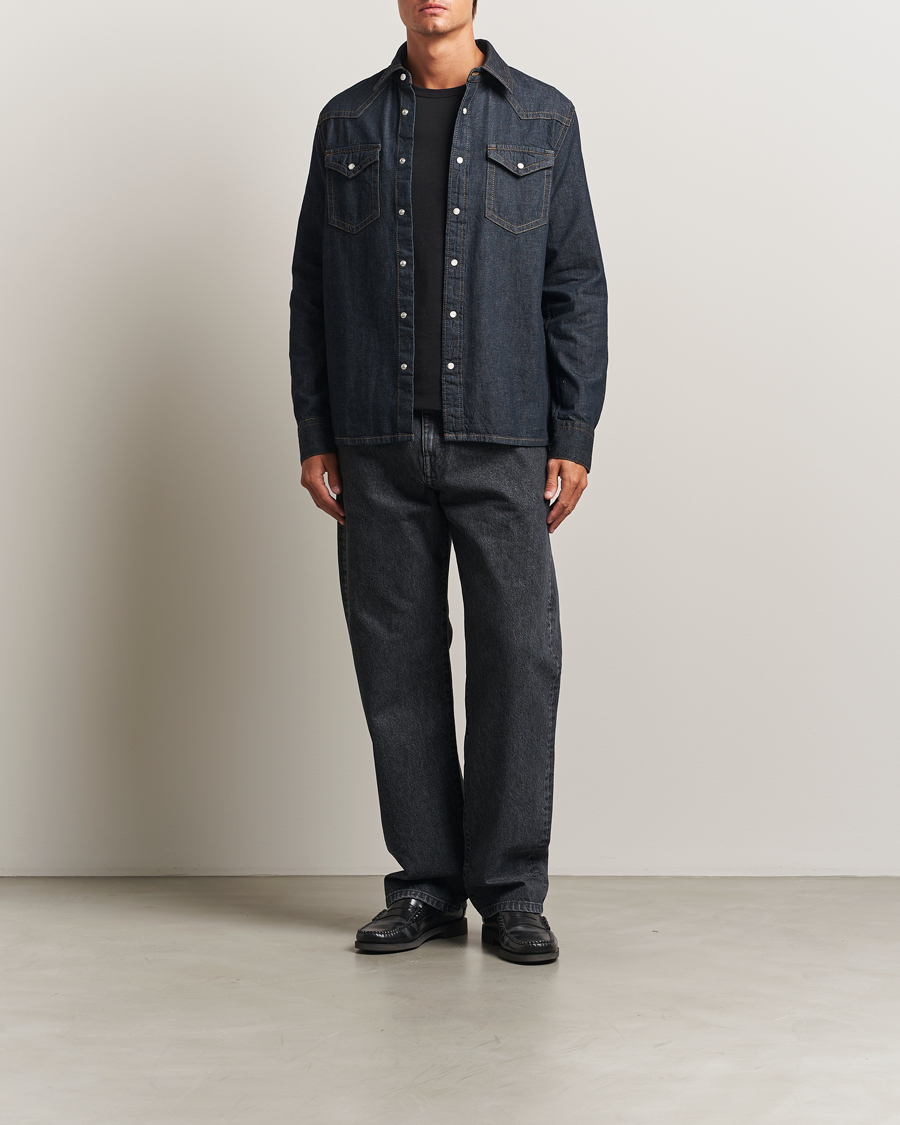 Men | Shirts | Filippa K | Western Denim Shirt Rinsed Blue Wash
