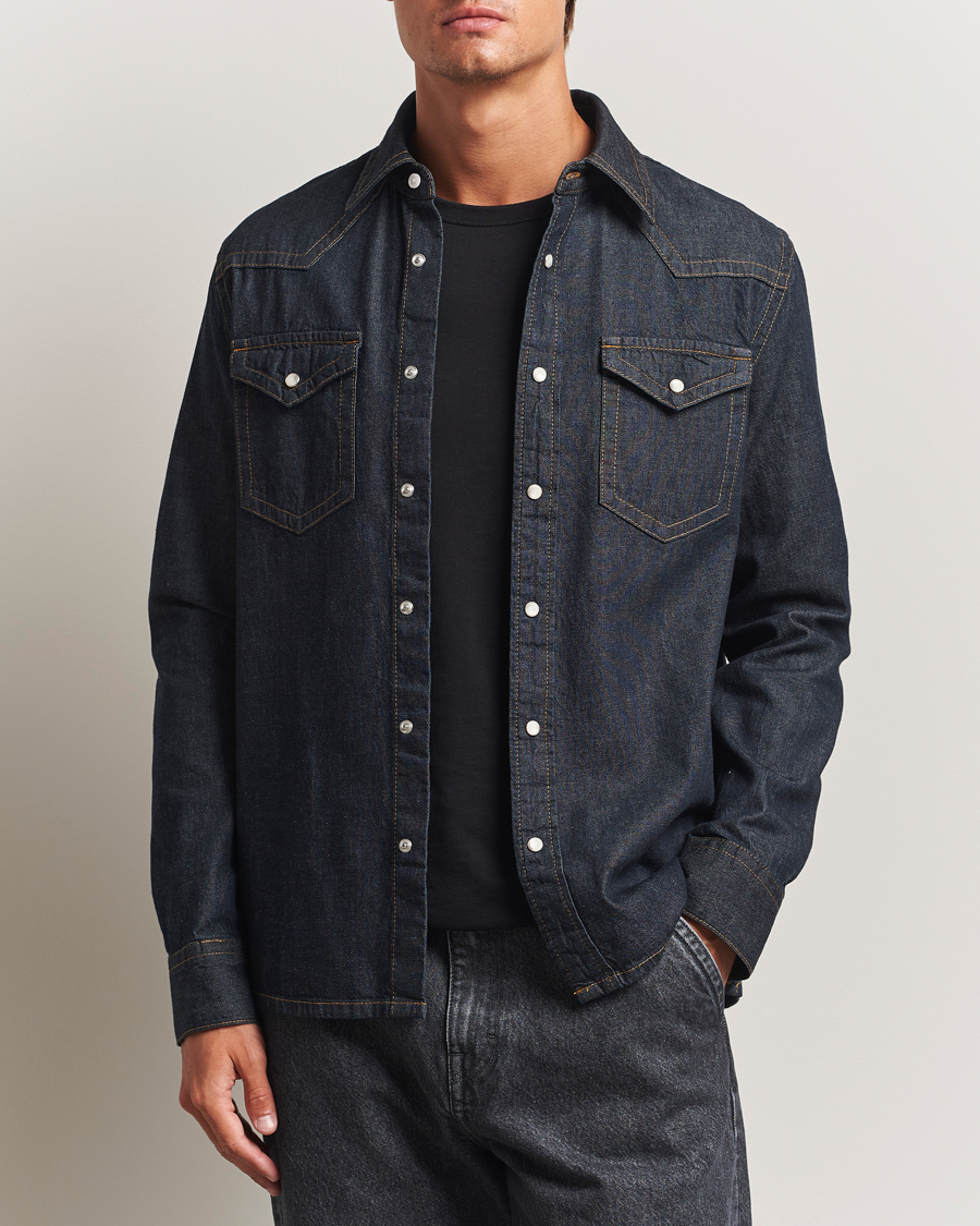 Men | Shirts | Filippa K | Western Denim Shirt Rinsed Blue Wash