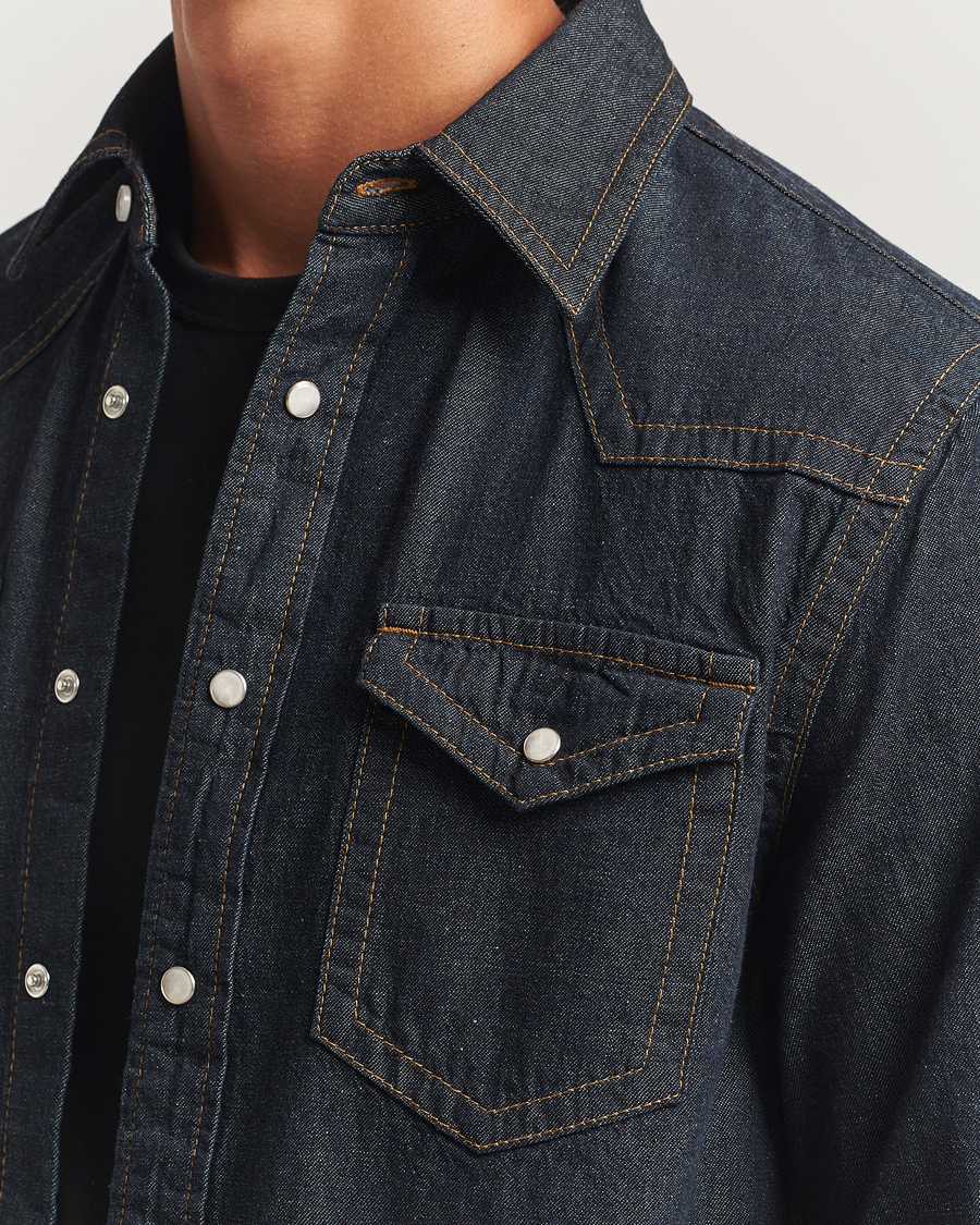 Men | Shirts | Filippa K | Western Denim Shirt Rinsed Blue Wash