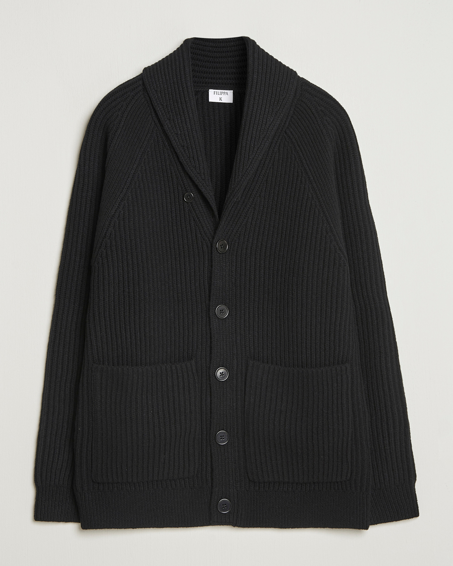 Filippa K Wool Shawl Collar Cardigan Black at CareOfCarl.com