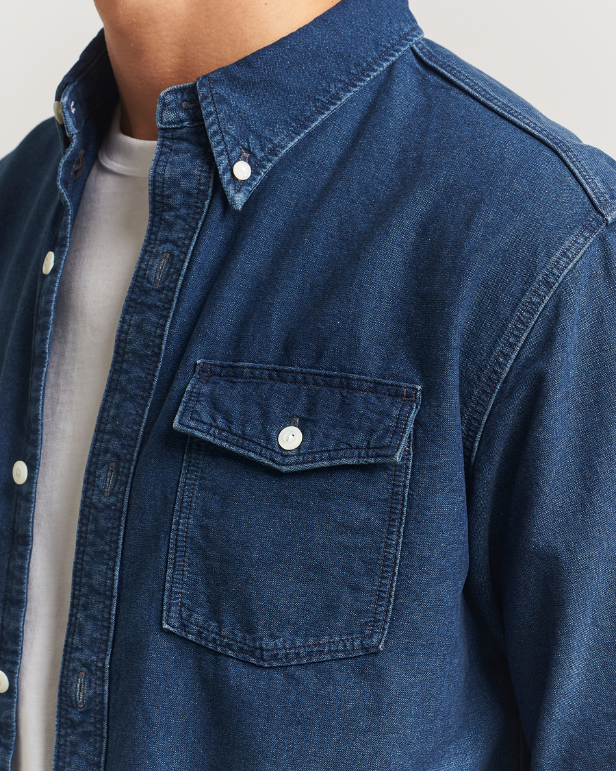 RRL Oxford Denim Shirt Indigo at CareOfCarl.com