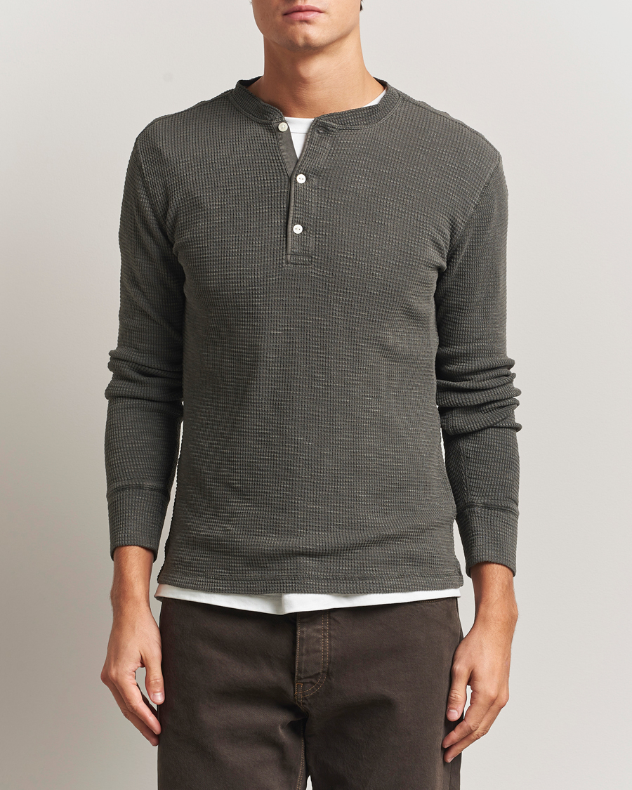 Men | Sweaters & Knitwear | RRL | Long Sleeve Henley Faded Black