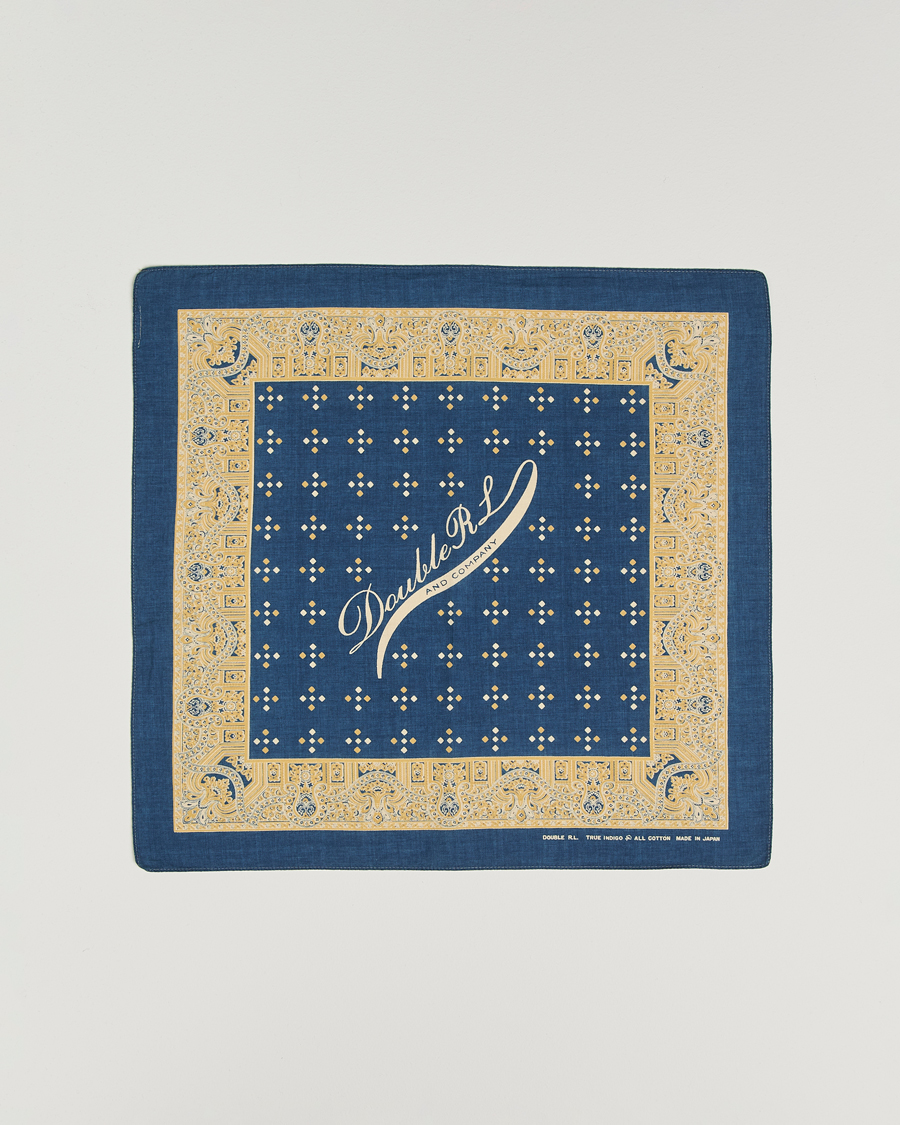 Men | Pocket Squares | RRL | Diamond Bandana Indigo/Cream
