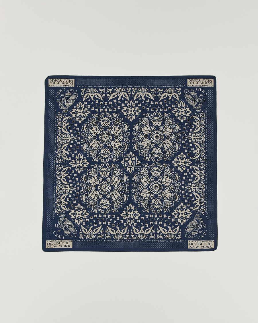 Men | Pocket Squares | RRL | Ried Bandana Indigo/Cream