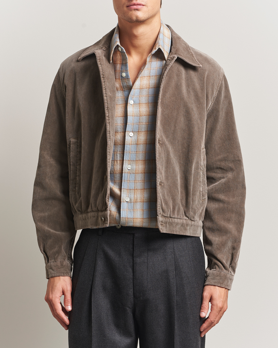 Auralee Corduroy Bomber Jacket Olive at CareOfCarl.com