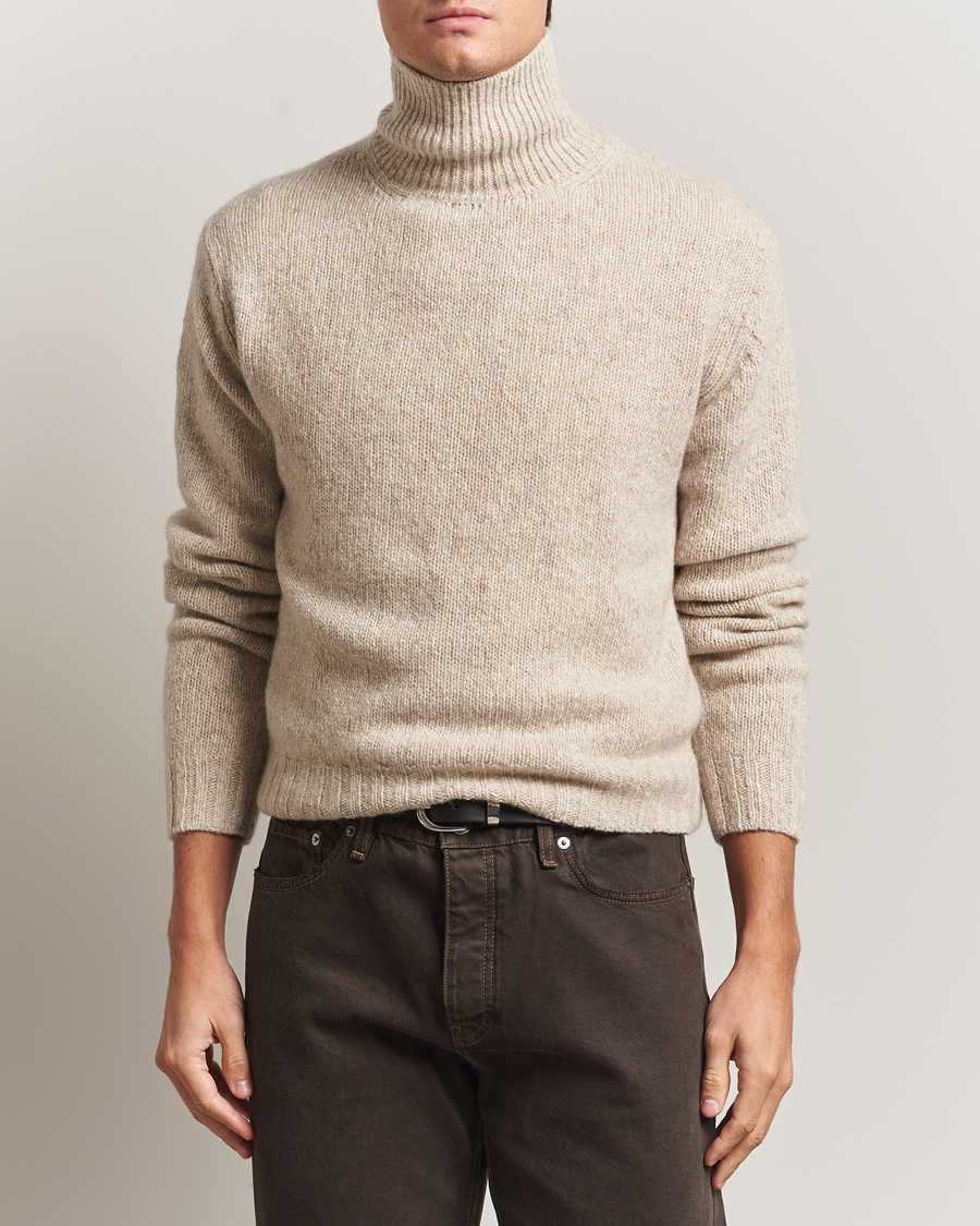 Men | Sweaters & Knitwear | Auralee | Cashmere Melange Rollneck Beige