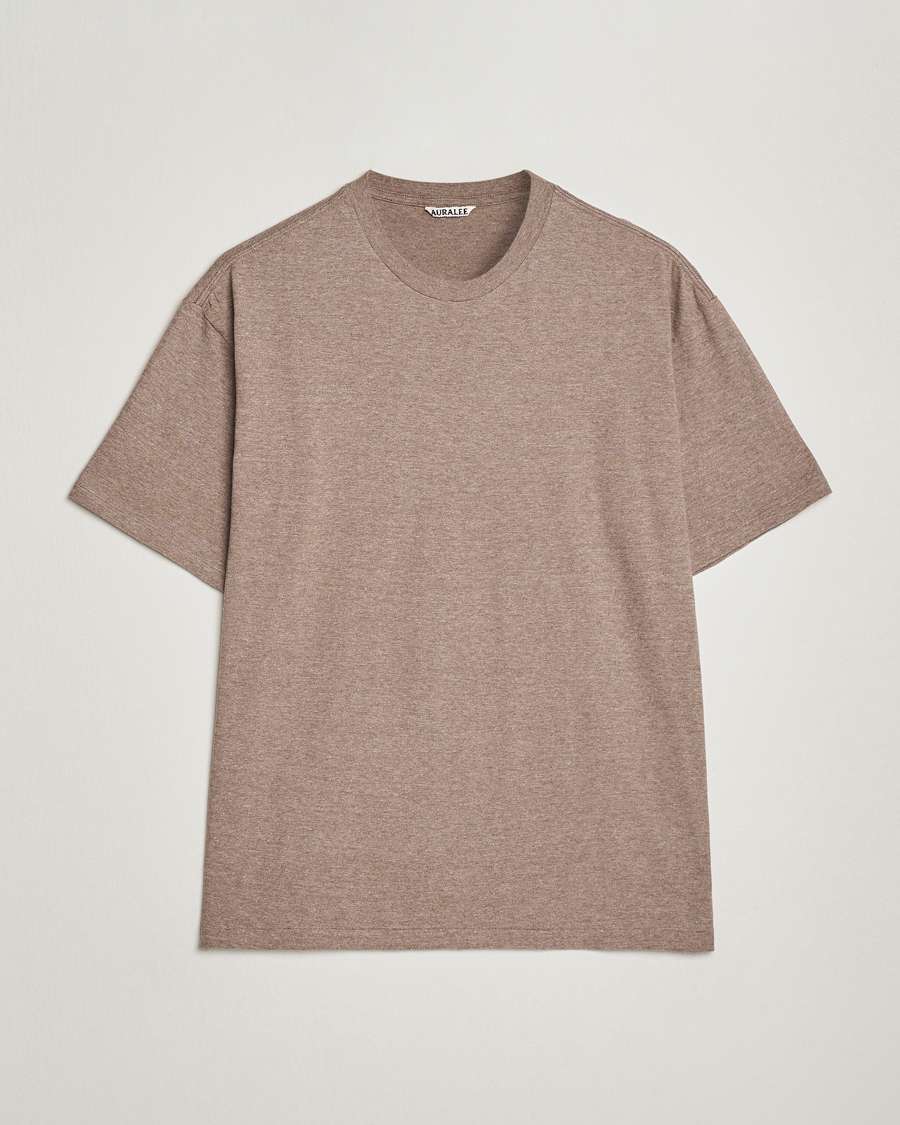 Auralee Seamless Crew Neck T-Shirt Top Brown at CareOfCarl.com